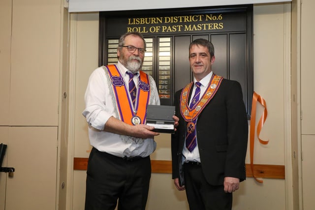 .Bro Stephen Croft was presented with a gift by DM Worshipful District Master Bro John Connor