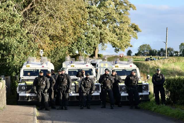 Police block off the road at Drumcree church on September 27. Picture: Pacemaker