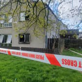 The scene of a fire at an apartment in the Enniskeen area of Craigavon.