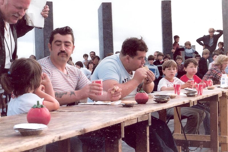 Pie-eating contest.