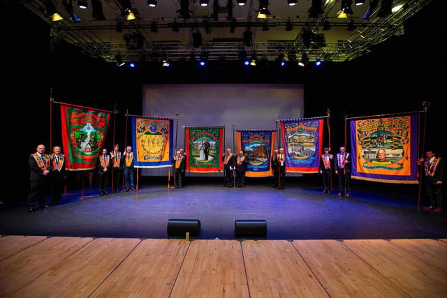 Banners on display at the Orange Awards at Lagan Valley Island. Pic by Graham Baalham-Curry