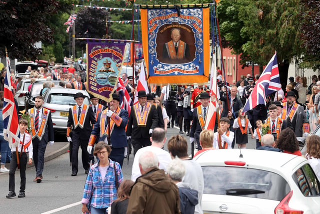 The Braid Twelfth parade makes its way through Broughshane.