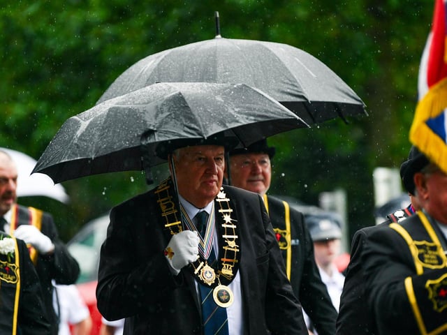 Umbrellas at the ready for the Dundonald parade.