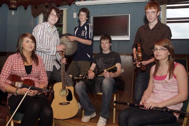 Pictured in 2009 at McLaughlin's Corner at a presentation night held following the Irish Culture Week in Rasharkin are musicians, who not only provided some music on the night ,but took workshops throughout the week