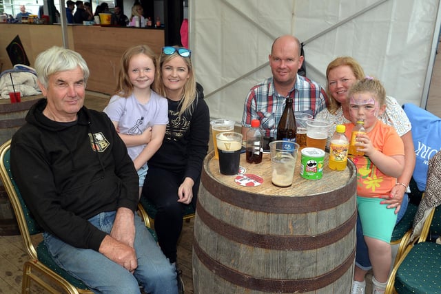 Some of the people who enjoyed the charity weekend at Wolfe Tones GAC, Derrymacash. LM35-249.