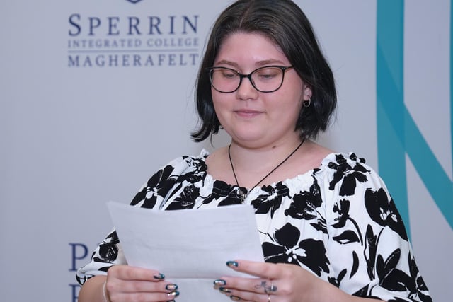 Weaktori Tlaneta checking over her A-Level results at Sperrin Integrated College.