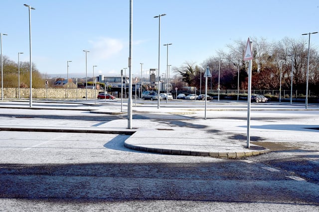 Portadown Railway Station Park and Ride car park was almost deserted on Thursday morning as rail services were cancelled due to the public sector strike. PT03-250.