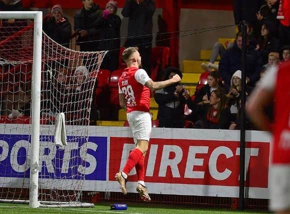 Andy Ryan found the net twice to help Larne FC progress to the Irish Cup quarter-finals. (Pic: Pacemaker Press).