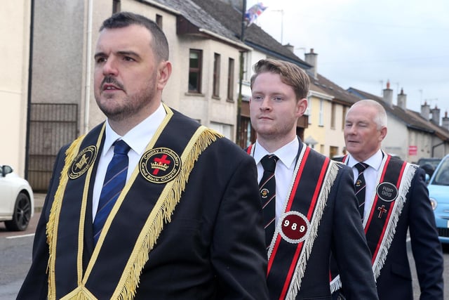 Members and visitors from Garvagh Star of Bethlehem RBP 504 pictured during their annual church parade to Garvagh First Presbyterian Church on Sunday evening