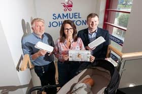 Samuel Johnston Baby, Managing Director, Jason McCullough pictured with Business Development Manager Donna McCullough and Dr Russell McKee, Technical Specialist at Northern Regional College