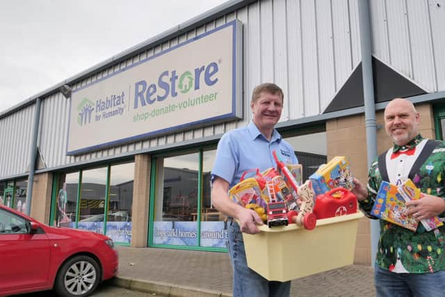 Councillor Martin Gregg, Chair of Environmental Services and Habitat Restore Lisburn Manager Niall McConkey.