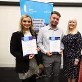 Carrickfergus, Greenisland and Newtownabbey locals Rebecca Noble, Daniel Briers and Stacey Nelson and Head of Department at the University of Ulster, Dr Mary Boyd.