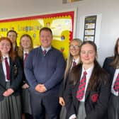 Jonny Nelson pictured with the Language Leaders at Ballyclare High School. (Pic: Contributed).
