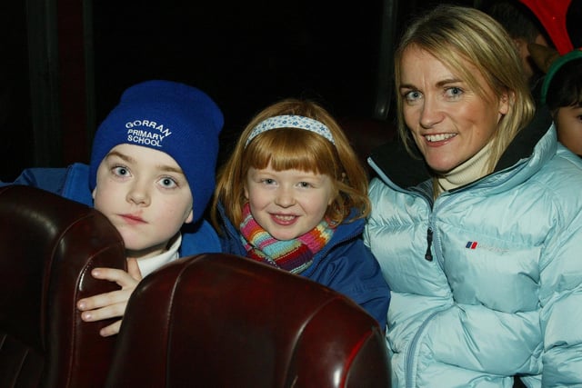 Bruce Johnston, Rachel Morrell and Gillian Johnston, on a the bus going to the Garvagh Christmas lights switch on in 2007