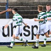 Celtic's Zion Pullan celebrates after he puts his side into a 1-0 lead.