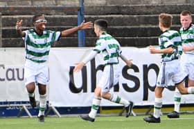 Celtic's Zion Pullan celebrates after he puts his side into a 1-0 lead.