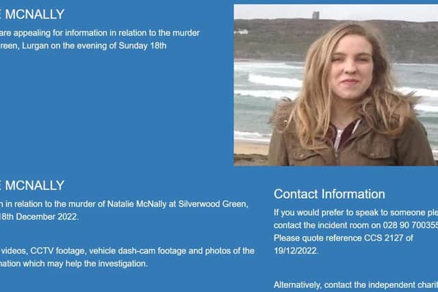 PSNI set up online portal in a quest for more information including photos and videos to help with the murder inquiry into Lurgan woman Natalie McNally.