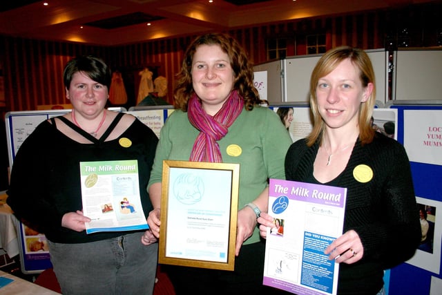 Pictured at a Promoting Breast Feeding stand at a Baby Fair held at the Marine Hotel, Ballycastle in 2007. Included in the picture are Siobhan McPeake, Julie Sittlington and Karen Woods