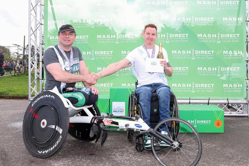 Wheelchar winners, from left:  Karol Doherty in second and Mark Millar in first.