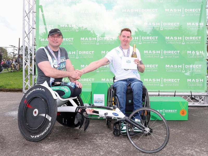 Wheelchar winners, from left: Karol Doherty in second and Mark Millar in first.