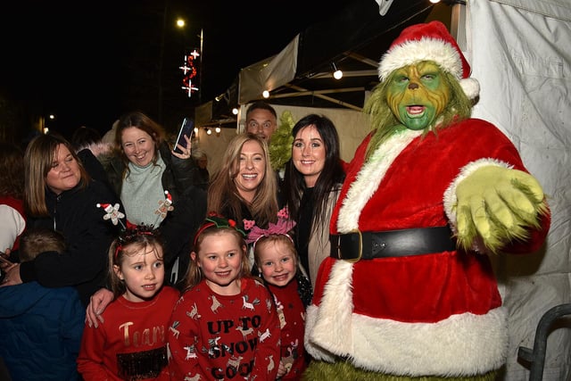 He may not be able to steal Christmas but The Grinch certainly stole the show at the Portadown Christmas lights switch on. PT48-223.