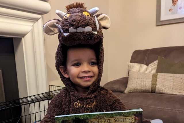 Ivo,  aged two, as the Gruffalo.