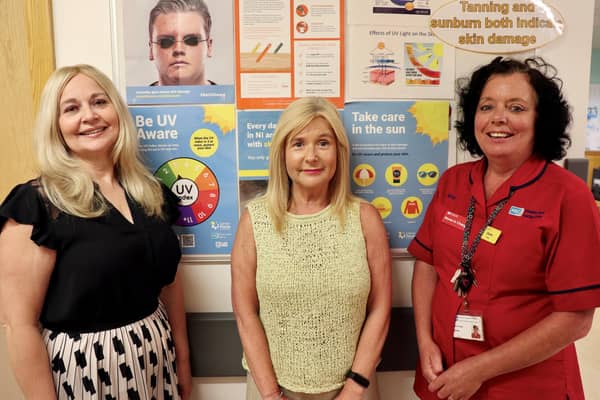 Skin Cancer Consultant Nurse at the Ulster Hospital Sheena Stothers, Noleen Kennedy and Ulster Hospital Sister Cherie Taylor. Pic credit: SEHSCT