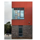 The preserved stained glass in situ at the new Ballycastle Shared Education Campus development.