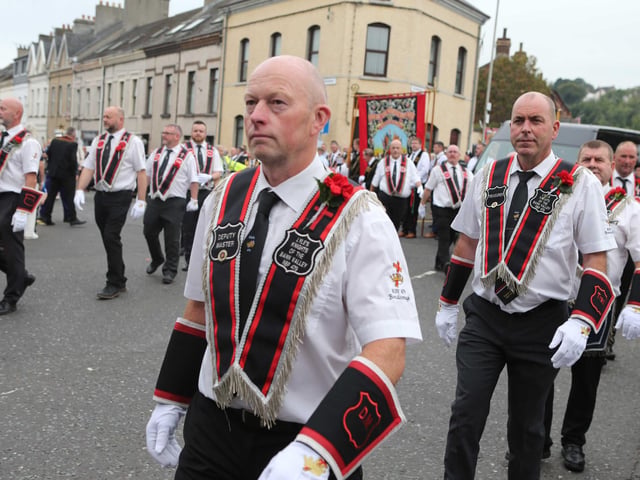 Stepping out in the 'Last Saturday' parade in Larne.