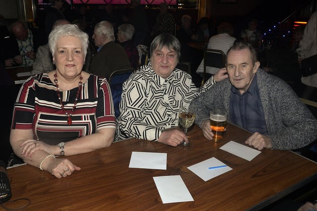 Enjoying the music at the Northern Ireland Air Ambulance fundraising concert in the Ashburn Hotel are from left, Carmel Murphy, Noreen Derennan and Harry Drennan. LM09-203.