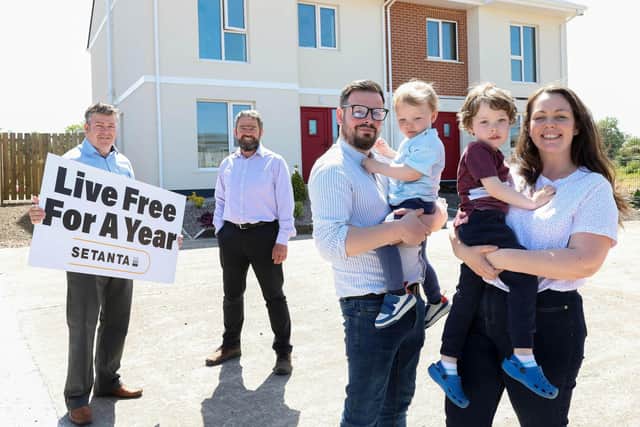 Niall and Mark Gribbin, Directors at Setanta Construction pictured with The Gallagher Family, Parents Courtney & Michael with their children Cillian and Liam.