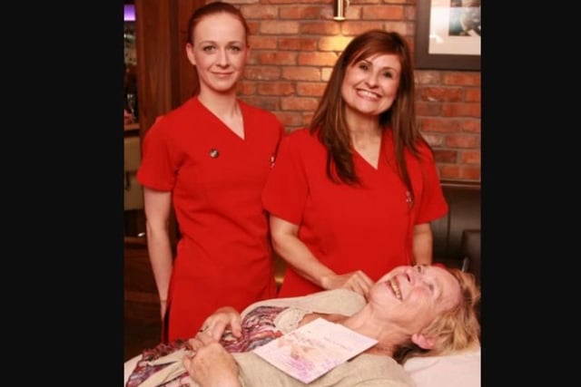 Maureen Johnstone has a facial during the pamper night held at the Windrose Carrickfergus from Shelley Strain and Kerry Orr of About Face in 2012.