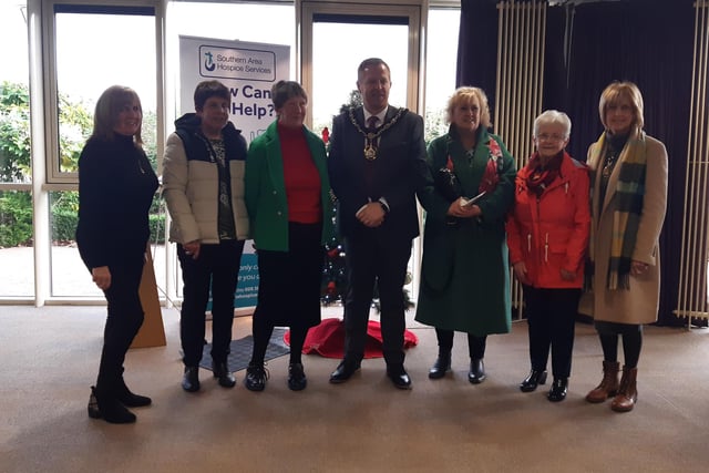 Some of the wonderful volunteers who help to raise money for the Southern Area Hospice attending the Light Up a Life ceremony at Craigavon Civic Centre on Tuesday.