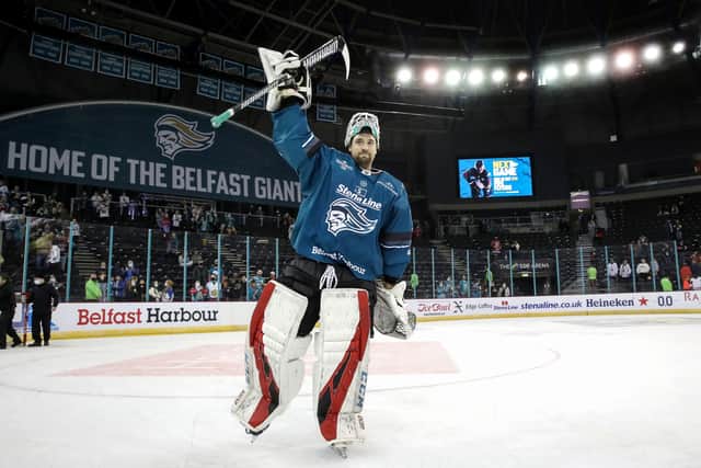 Belfast Giants’ Tyler Beskorowany after Challenge Cup game win against the Dundee Stars at the SSE Arena, Belfast.  Photo by William Cherry/Presseye