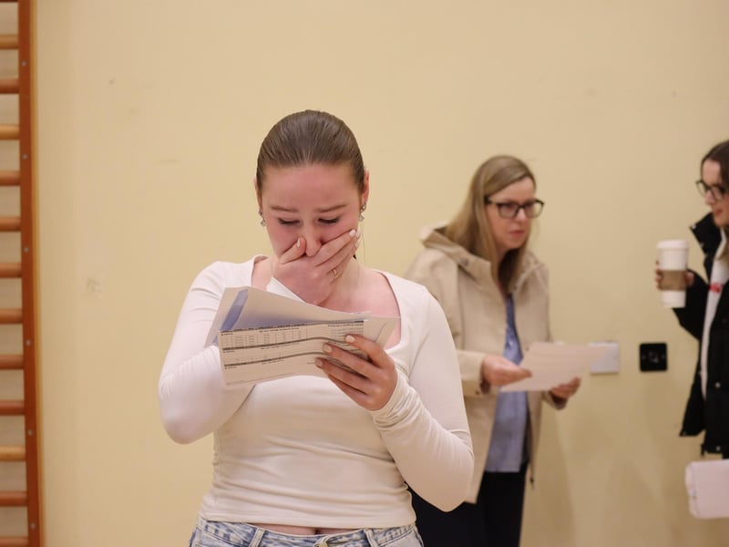 Kara Smith finds out how well she did at GCSEs at Sperrin Integrated College, Magherafelt.