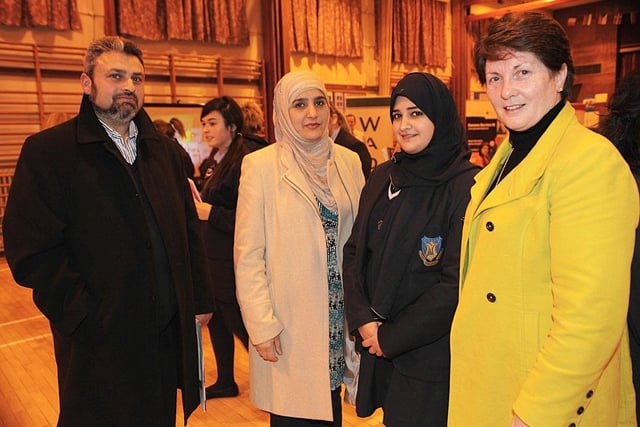 Ms Deirdre McNally, principal of St Mary's High School with parents and pupils at the careers evening for Year 12 pupils in 2011.