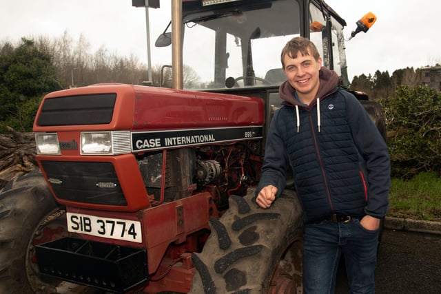 Henry McMahon pictured with a Case International 895 tractor at the charity tractor run on Saturday. PT12-274.
