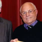 Benedict Lavery receiving a donation from Lurgan Credit Union to St Vincent De Paul, Lurgan. LM5209-928.
