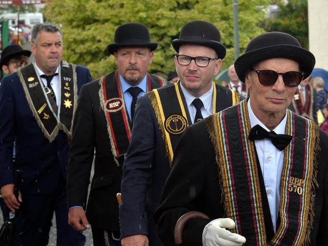 Sir Knights from County Monaghan pictured during the Last Saturday parade in Loughgall. TH28.