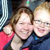 Heather and Brooklyn from Ballycastle enjoy the switching on of Ballymoney's Christmas Lights in November 2009