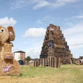 The Corcrain Redmanville bonfire in Portadown pictured ahead of Monday night's celebrations.