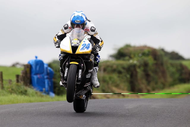 Keith Amor in action on race day around the Armoy Circuit on his supersport machine back in 2010