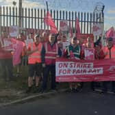 Postal workers in Portadown and Lurgan areas on the picket line at the Craigavon depot of Royal Mail. The workers are on strike seeking a better pay deal than the 2% they were offered.
