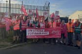 Postal workers in Portadown and Lurgan areas on the picket line at the Craigavon depot of Royal Mail. The workers are on strike seeking a better pay deal than the 2% they were offered.