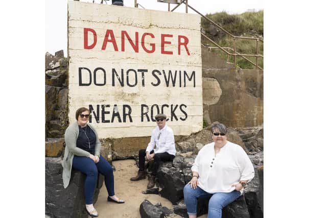 Pictured on Portstewart Strand are Leigh Carey, CEO of the Hummingbird Project, Dr Jimmy McAleese, Chair of the new Charity Hummingbird Causeway and Jill Houston, a Hummingbird Project Director of Services. CREDIT STEPHEN POTTS