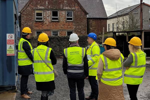 The group starts off their tour of the new Coleraine Campus.