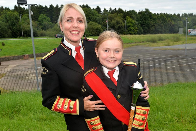 Mavemacullen Accordion Band members, Donna Laverty and daughter, Maggie (9) pictured before the band's 70th anniversary parade in Markethill on Wednesday night. PT32-222.