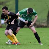 Action from Saturday's league clash between Greenfield Park and Cartwheel United at Derrylecka. BM10