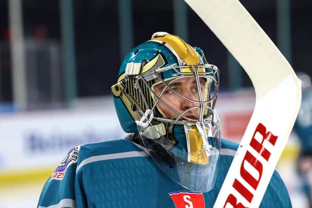 MVP netminder Jackson Whistle has re-signed for the Belfast Giants. Photo: William Cherry/Presseye