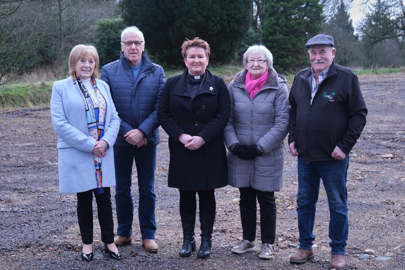Pictured at the start of the Connecting Pomeroy project are Margaret McElhone from Pomeroy Development Project (PDP), Brian Corrigan from PDP, Rev Diane Matchett, Kildress and Altedesert, Dymphna Logan, PDP and Boyd Willis, PDP.